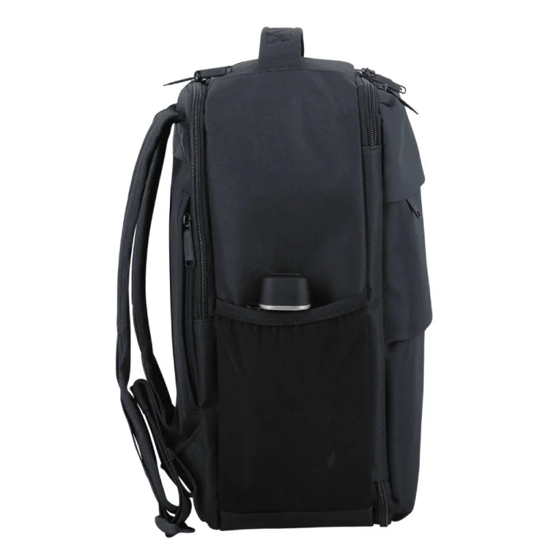 Sac à dos de voyage Jump Dunaa DU12 MAR, couleur Marine, vue de côté droit avec gourde Sac à dos de voyage Jump Dunaa DU12 MAR, couleur Marine, vue de côté droit avec gourde