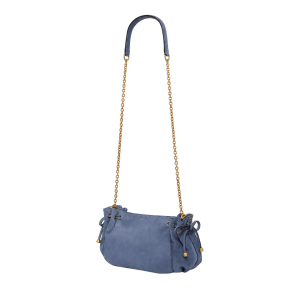 Sac bandoulière Le Mini 24H folk cuir velours S07Y4002607 Bleuet Gerard Darel Vue de côté