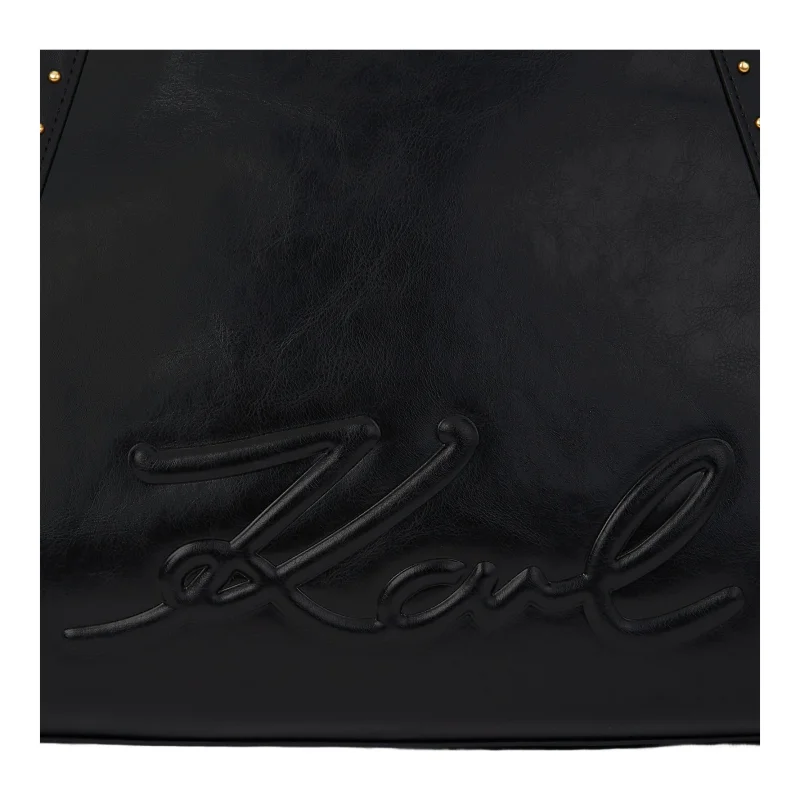 Tote bag clouté de taille moyenne K/Ville Noir/Or Karl Lagerfeld Vue détails logo Tote bag clouté de taille moyenne K/Ville Noir/Or Karl Lagerfeld Vue détails logo