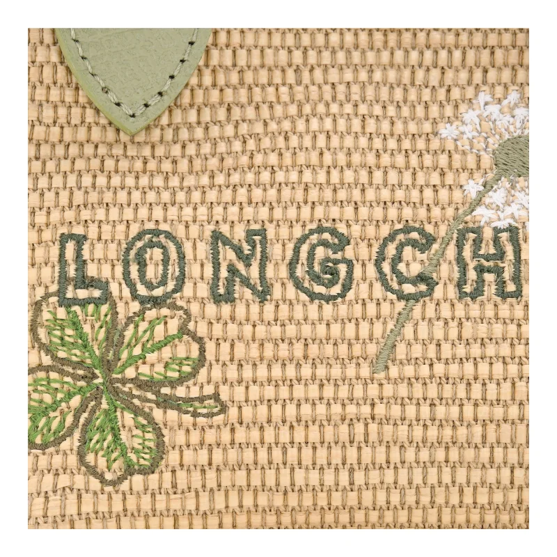 Panier XS Le Pliage Collection Amande Longchamp Vue détails broderies Panier XS Le Pliage Collection Amande Longchamp Vue détails broderies