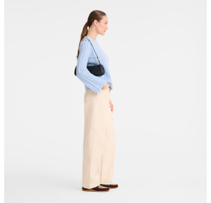 Sac porté épaule M Looong Noir Longchamp Vue mannequin