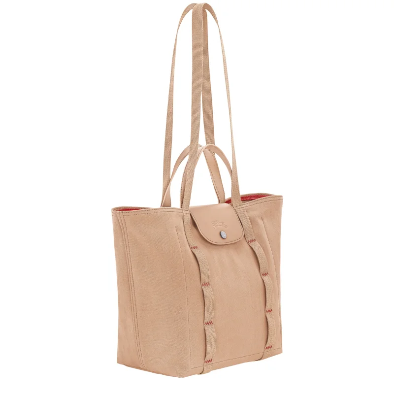 Sac cabas M Le Pliage Collection Beige Longchamp Vue de profil Sac cabas M Le Pliage Collection Beige Longchamp Vue de profil