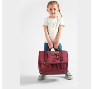 Cartable enfant 2 compartiments Vintage fantasy 35 cm Glossy Cherry Caméléon Vue mannequin