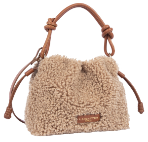 Petit sac besace Moumoute Cognac Lancaster Vue de côté