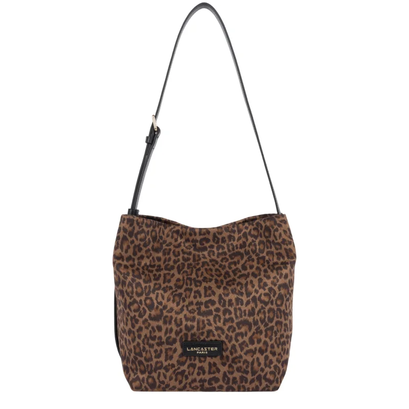 Sac seau Jungle Marron léopard Lancaster Vue de face Sac seau Jungle Marron léopard Lancaster Vue de face