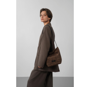 Sac seau Jungle Marron léopard Lancaster Vue mannequin