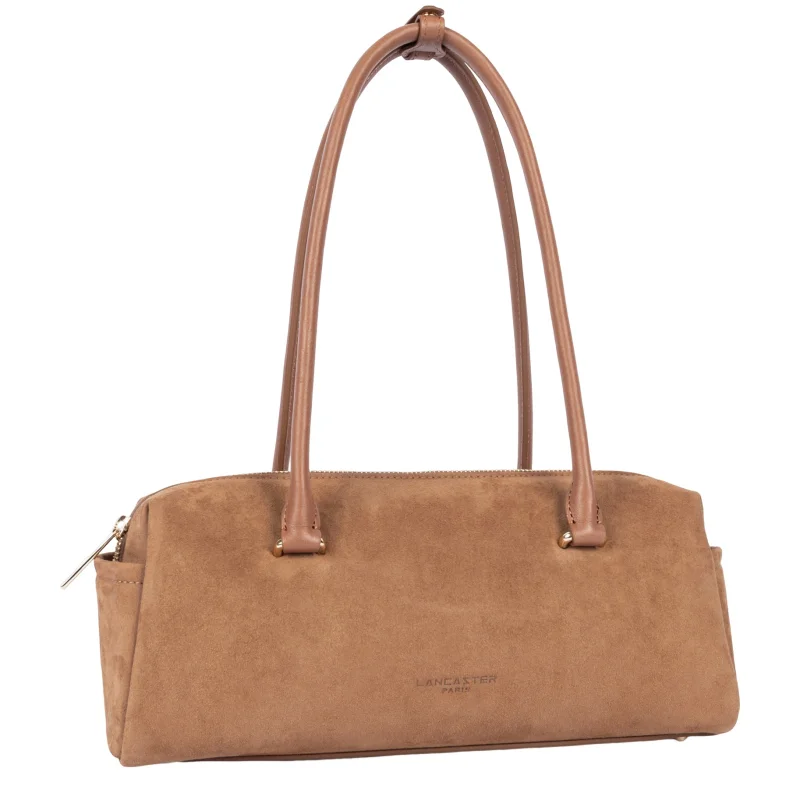 Sac rectangle Suède Cube Camel Lancaster Vue de côté Sac rectangle Suède Cube Camel Lancaster Vue de côté