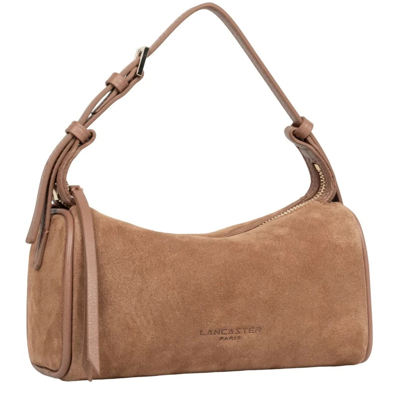 Petit sac rectangle Suède Camel Lancaster Vue de côté Petit sac rectangle Suède Camel Lancaster Vue de côté