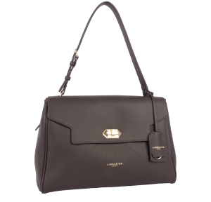 Grand sac cabas épaule Donna Grace Marron Foncé Lancaster Vue de côté