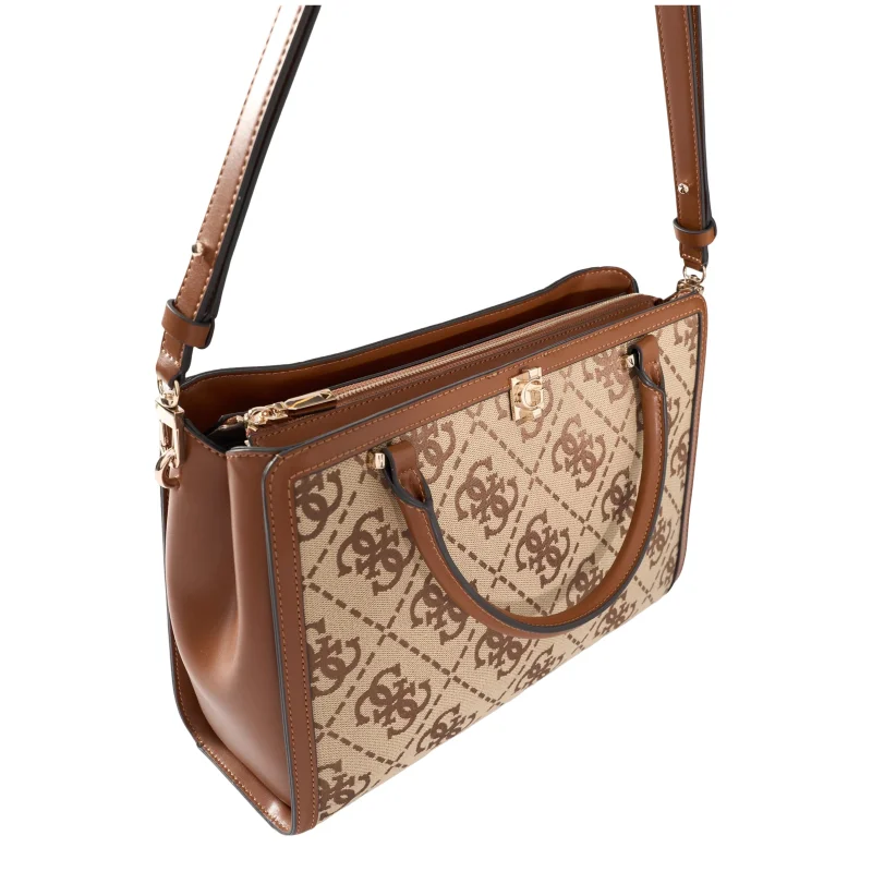 Sac cartable Audrey Logo Marron Guess Vue détails anses Sac cartable Audrey Logo Marron Guess Vue détails anses