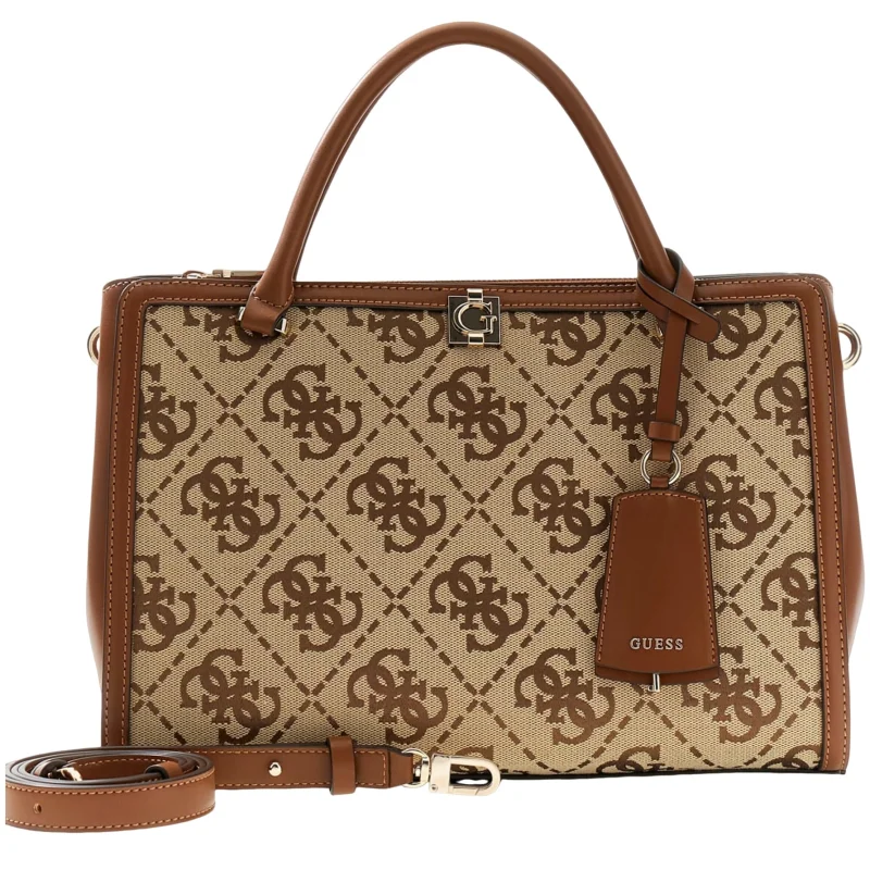 Sac cartable Audrey Logo Marron Guess Vue avec bandoulière Sac cartable Audrey Logo Marron Guess Vue avec bandoulière