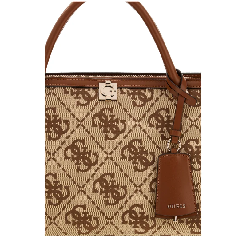 Sac cartable Audrey Logo Marron Guess Vue détails matière Sac cartable Audrey Logo Marron Guess Vue détails matière