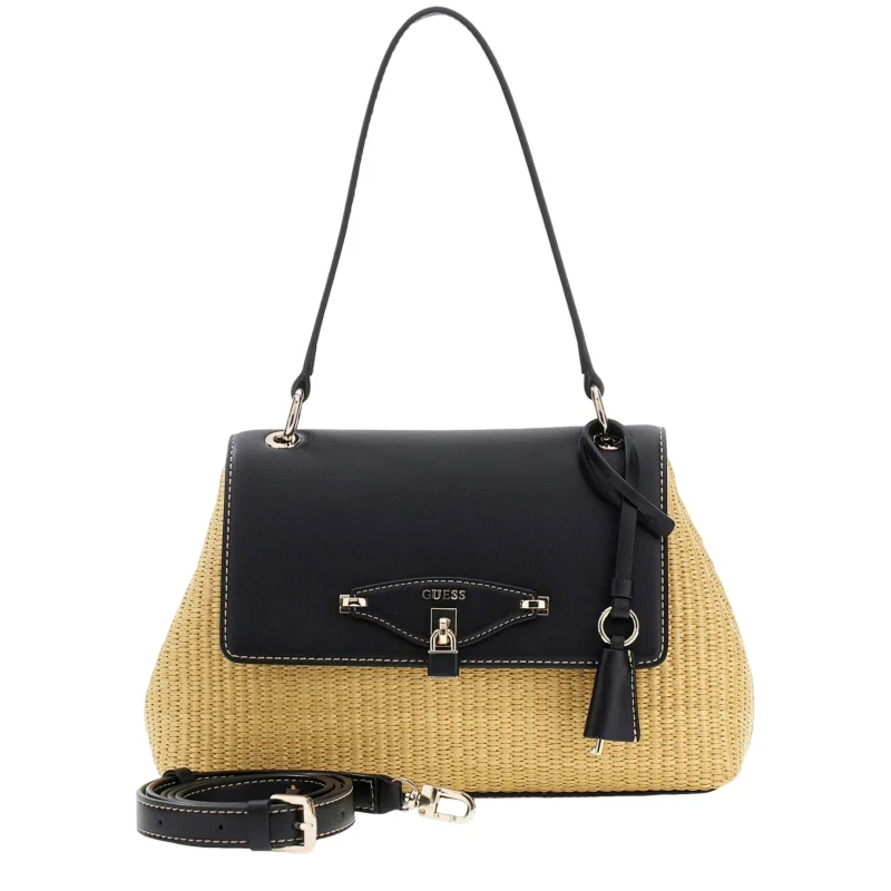 Sac à épaule Maggie beige Guess Vue avec bandoulière Sac à épaule Maggie beige Guess Vue avec bandoulière