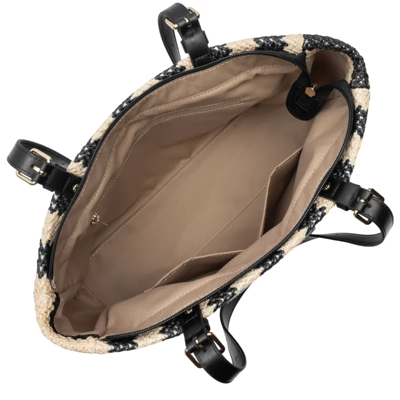 Sac cabas épaule Mini Osier Noir Rayures Lancaster Vue intérieure Sac cabas épaule Mini Osier Noir Rayures Lancaster Vue intérieure