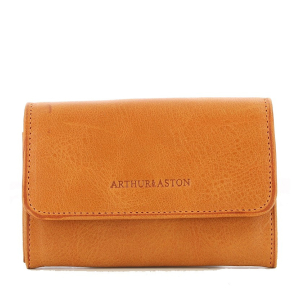 Porte monnaie en cuir de vachette huilé 1252-165C Arthur Aston couleur orange vue de face