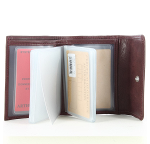 Porte-cartes en cuir femme Arthur & Aston Isabel 1252-171 prune ouvert