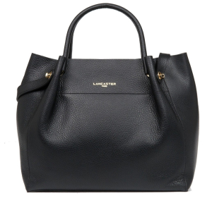 Sac cabas main Lancaster Foulonné Double Made in France 470-20-NOIR_INN Noir In Nude vue de face