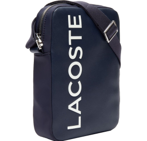 Sac porté travers Lacoste NH2933IA B88 couleur bleu vue de coté.