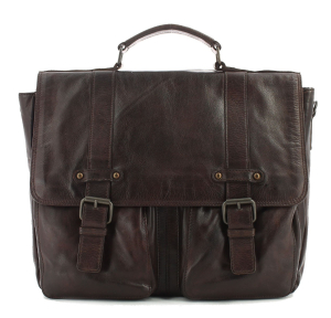 Serviette à rabat en cuir effet vieilli Gianni Conti 4101282 Marron