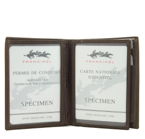 Portefeuille cuir trois volets Francinel Bilbao 47944 Marron fenêtres transparentes