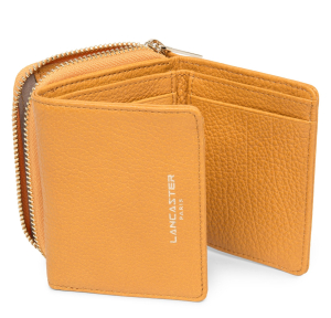 Petit portefeuille dos à dos Lancaster Dune 129-25-SAFRAN ouvert