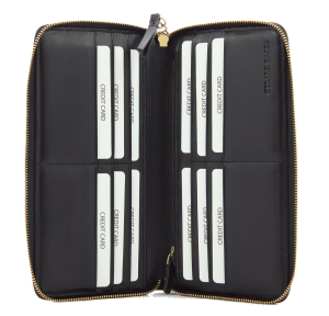 Portefeuille zippé Gerard Darel cuir vachette lisse GD XL DMO04M411-9100 Noir intérieur