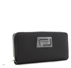 Portefeuille slim zippé en cuir Mia de Lancel A1055310TU Noir côté