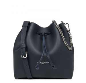 Petit sac seau Lancaster Pur & Element City 423-38 Bleu foncé intérieur argent