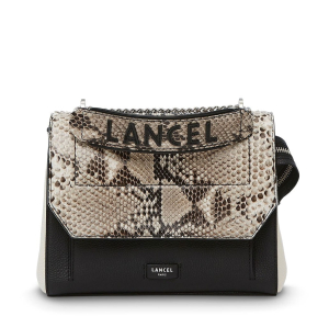 Sac rabat python Lancel Ninon moyen A093709LTU Roccia / Noir / Neige