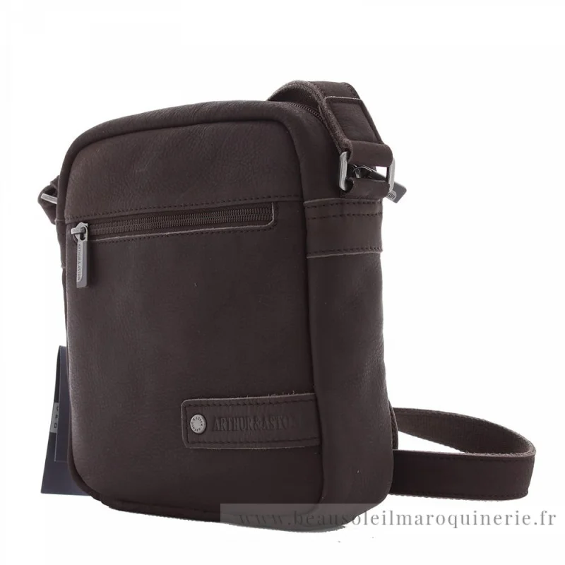 Petit sac porté travers Oscar 1978-05-C Arthur & Aston couleur châtaigne vue de profil Petit sac porté travers Oscar 1978-05-C Arthur & Aston couleur châtaigne vue de profil