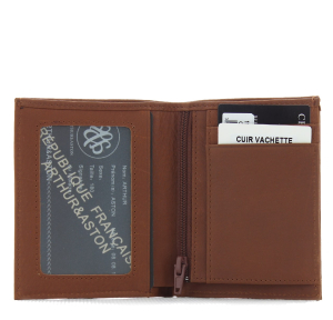 Portefeuille homme en cuir Arthur & Aston Oscar 1978-886 Cognac ouvert