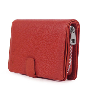 Portefeuille cuir bouton pression Fuchsia Saxo F9727-1 Rouge Carmin côté