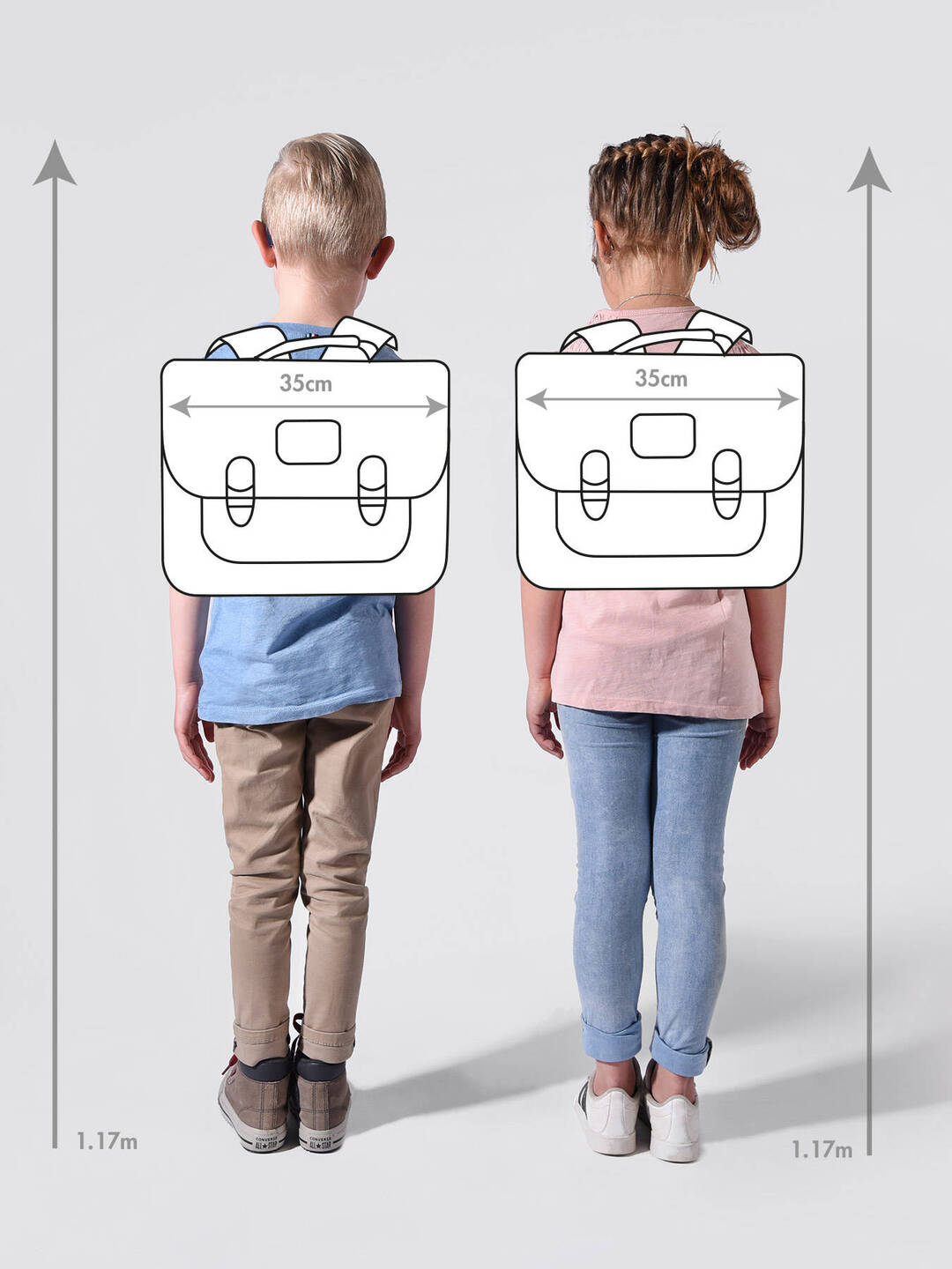 La taille idéale d'un cartable CP est 35cm