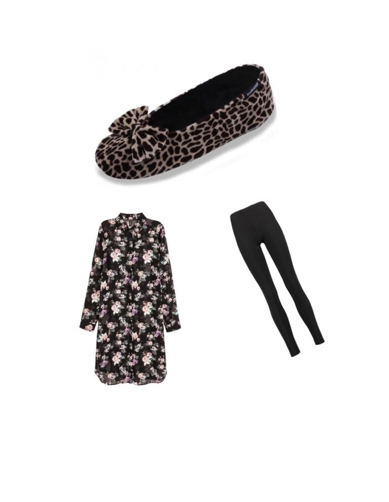chemise, chaussons et legging pour un look décontracté