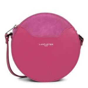 Sac bandoulière rond Lancaster Rose fuchsia Vendôme Lune Fabriqué en France ref: 432-10-FUXIA