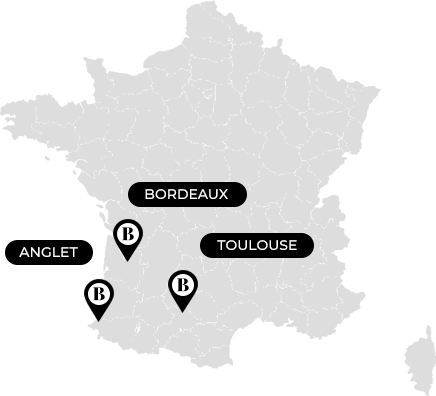 Carte de France de nos boutiques Beausoleil Maroquinerie et La Madrilène