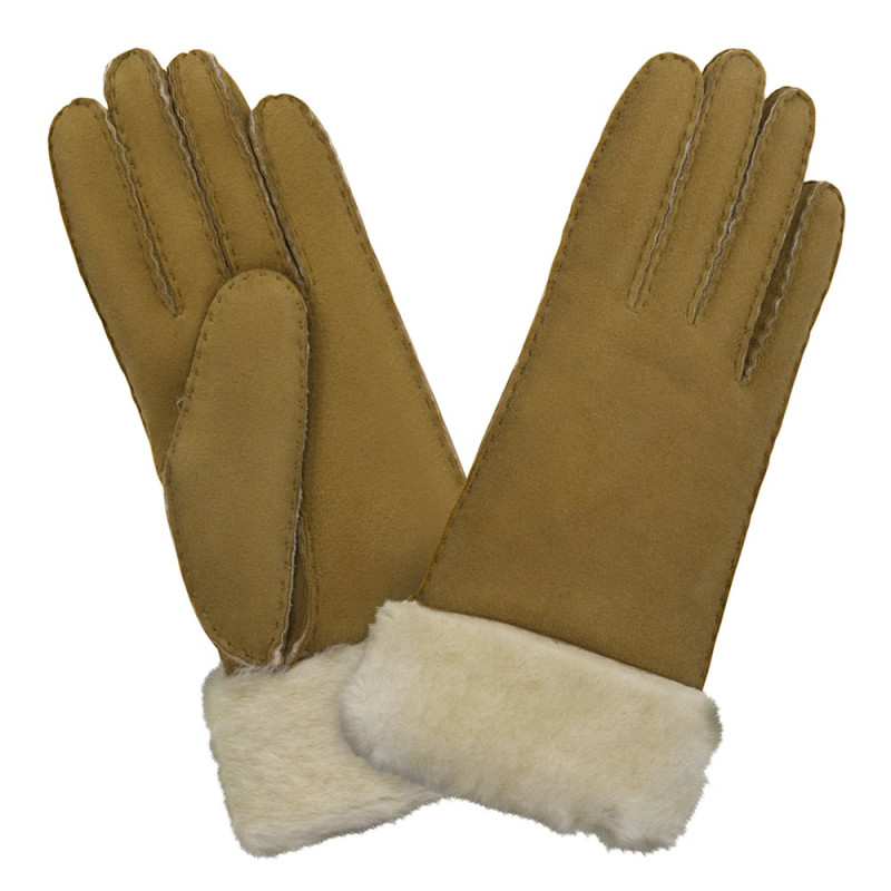 Gants en cuir d’agneau avec revers laine Glove Story 21429SH