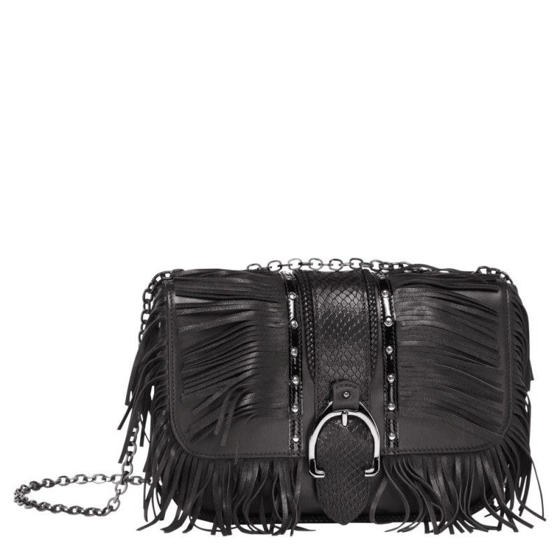 Sac bandoulière à franges Longchamp Amazone Rock noir L1357HMA