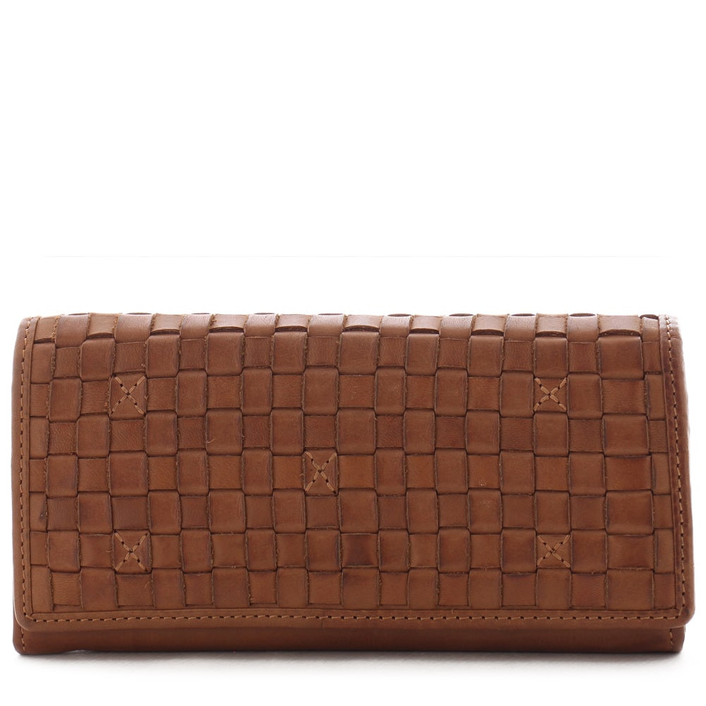 Portefeuille Biba rabat cuir tressé Kansas