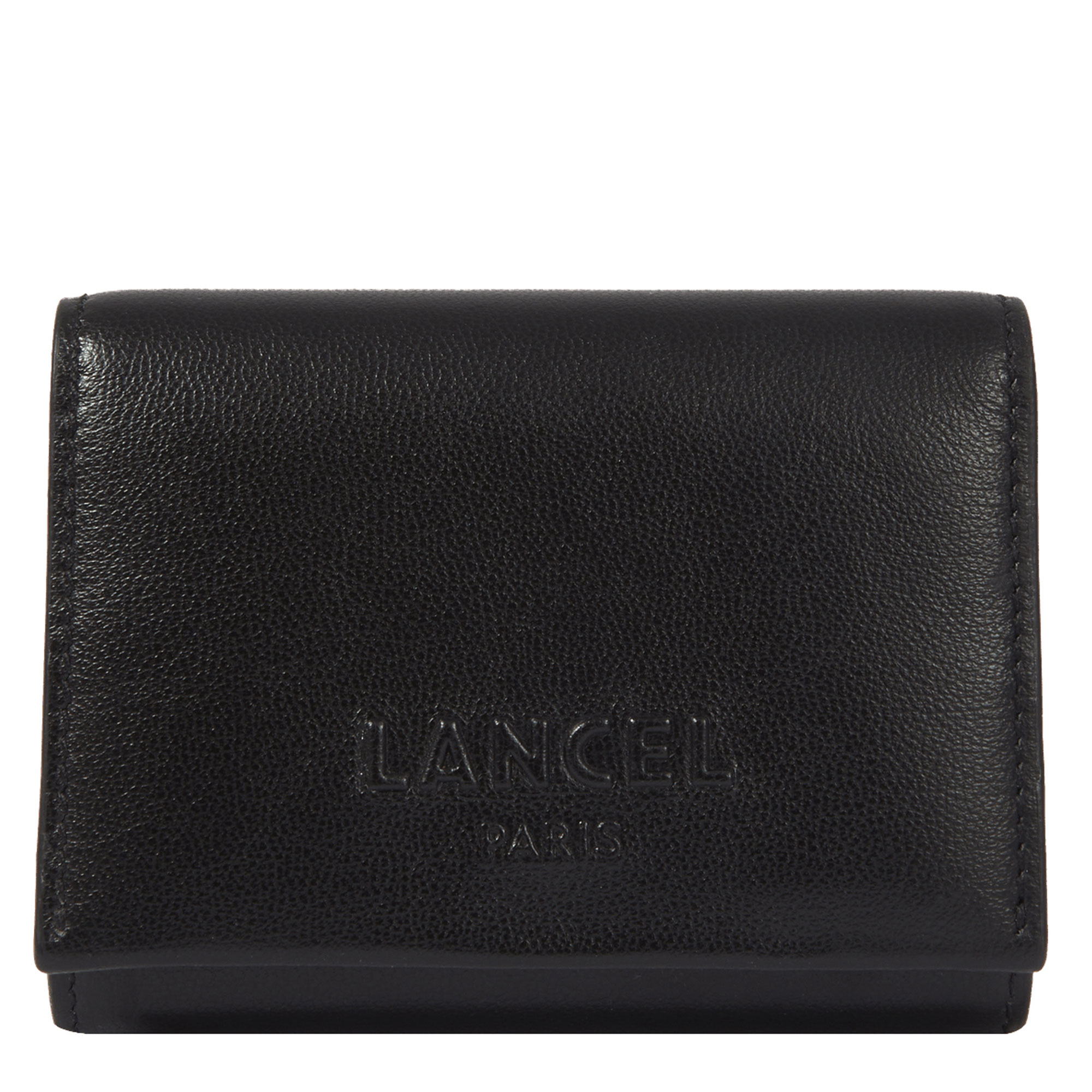 Mini portefeuille Lancel à rabat Billie A12804 10 couleur noir, vue de face